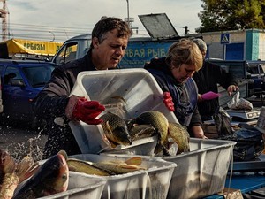Продажа живой рыбы на рынке